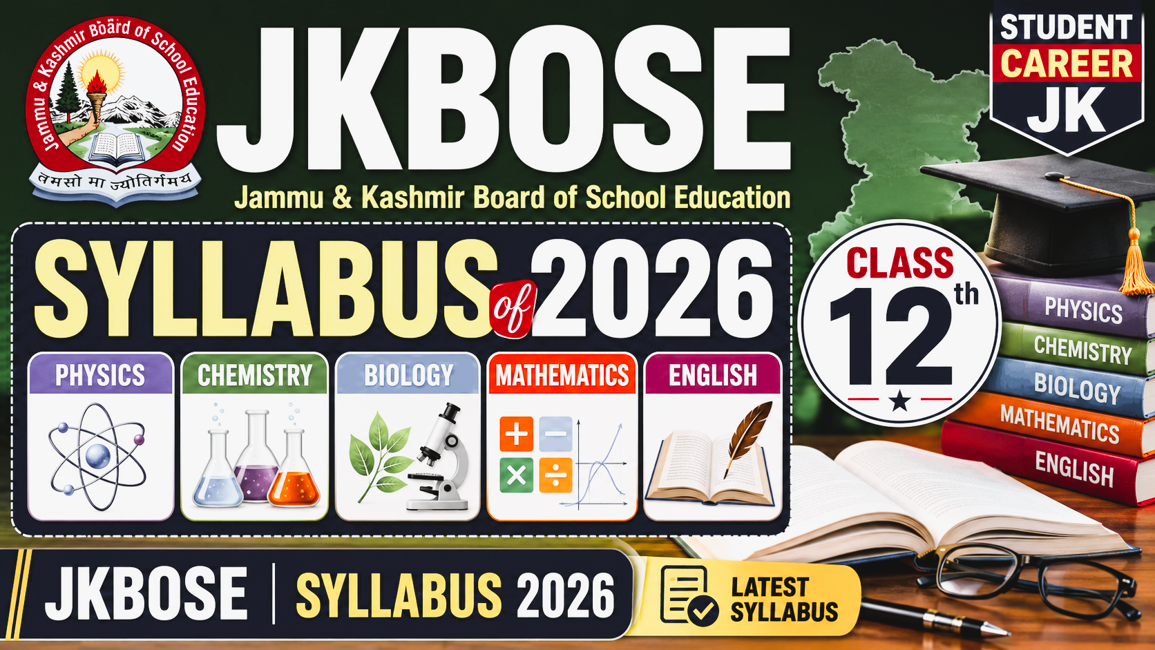 JKBOSE 12th Class Syllabus of Phy Che Bio Math And Eng
