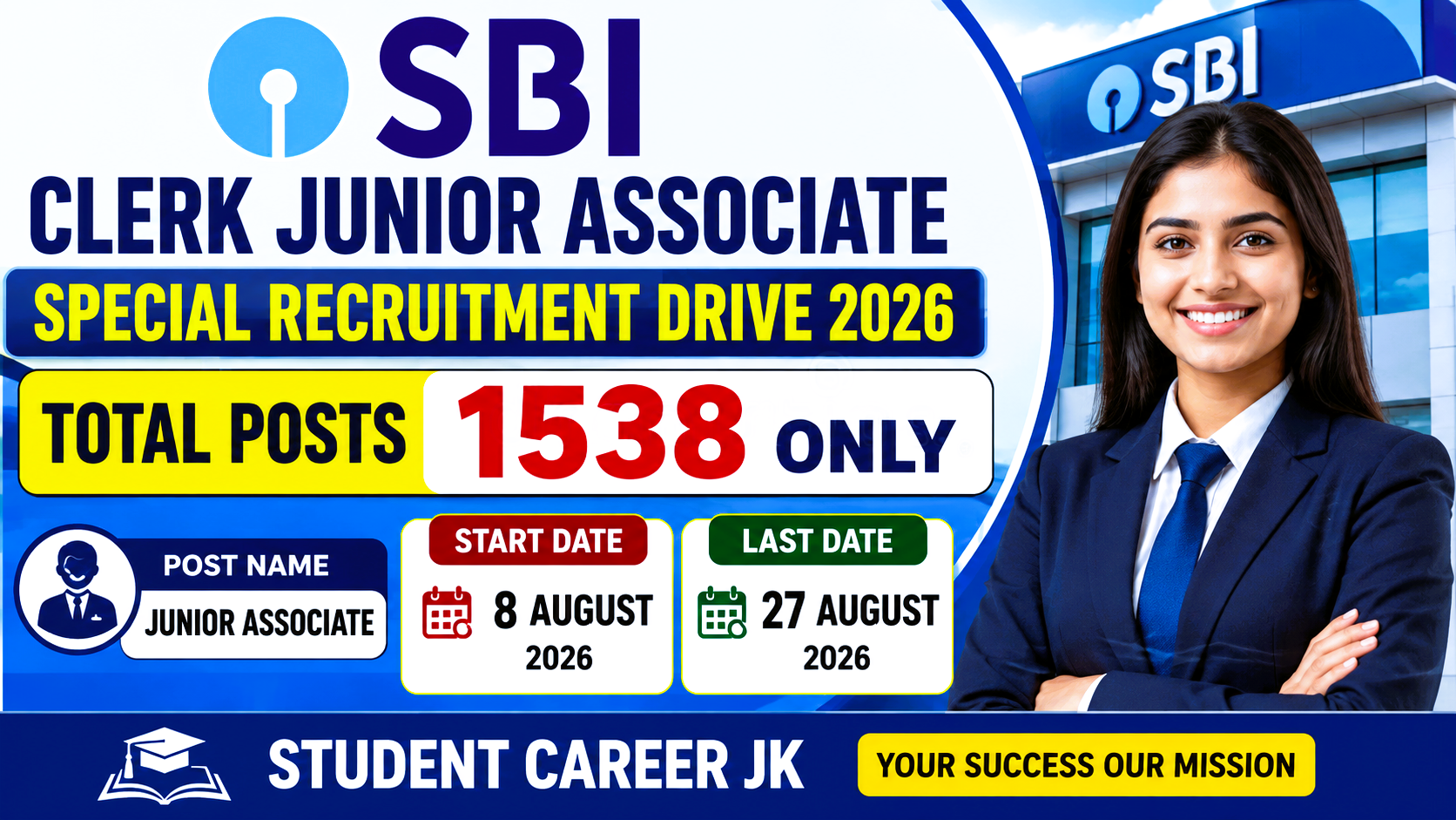 SBI Clerk Junior Associate Special Recruitment Drive 2026