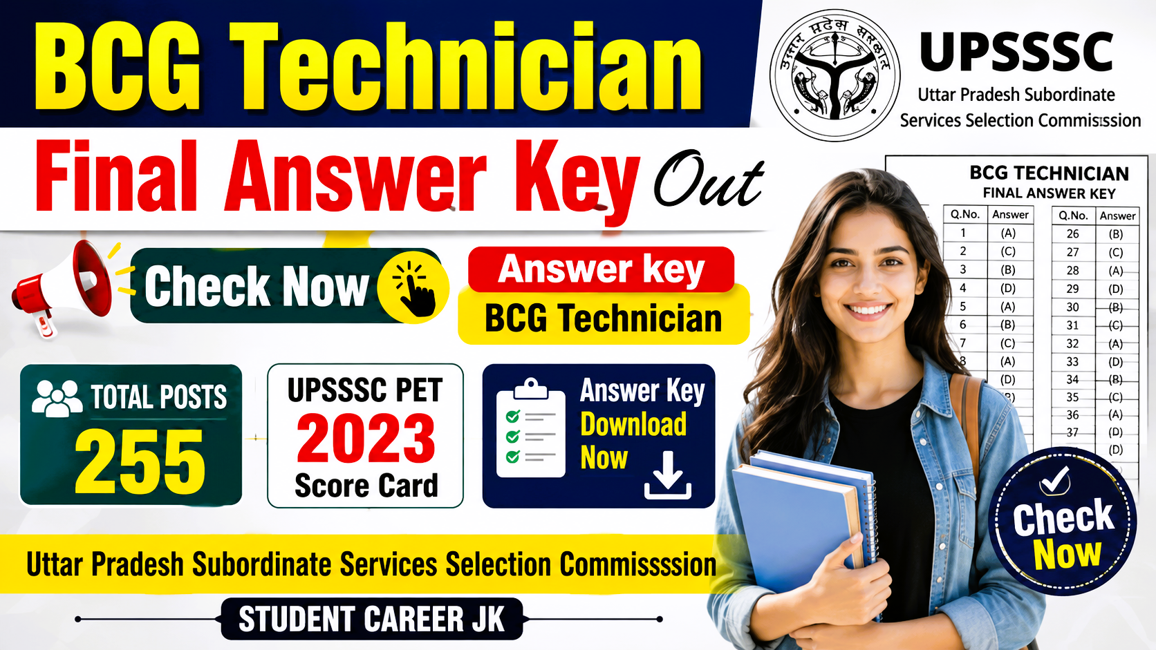 BCG Technician Final Answer Key Out UPSSSC Check Now