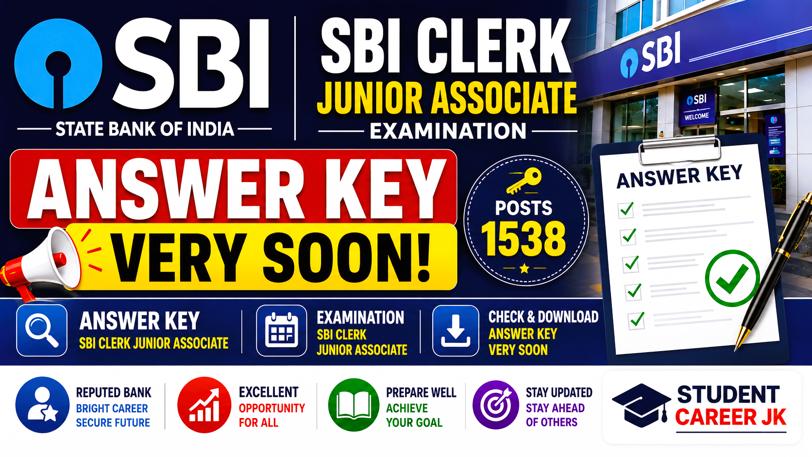 SBI Clerk Junior Associate Examination Answer Key Very Soon