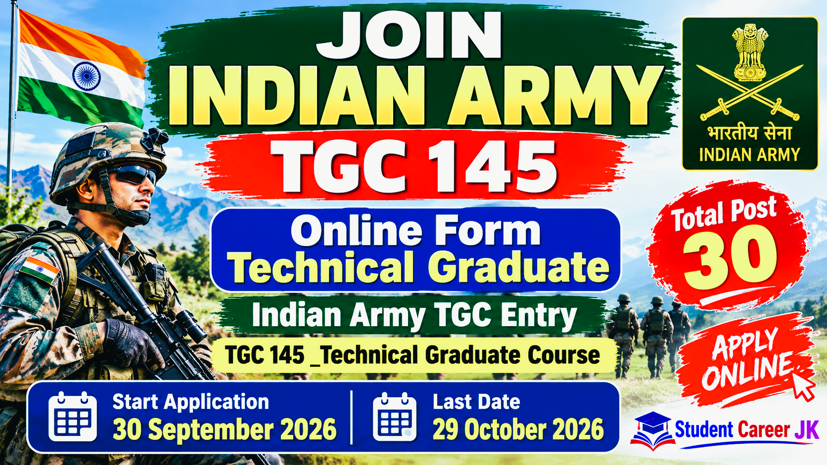 Join Indian Army TGC 145 Online Form Technical Graduate