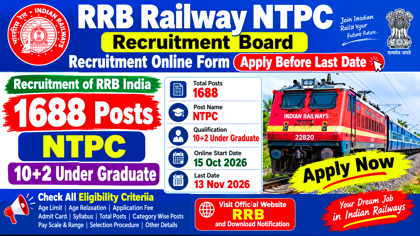 RRB Railway Recruitment Board Recruitment Online Form 2026